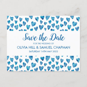 Blue Heart Save the Date Card