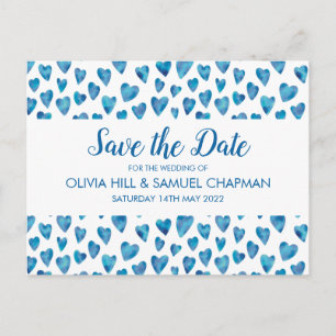 Blue Heart Save the Date Card