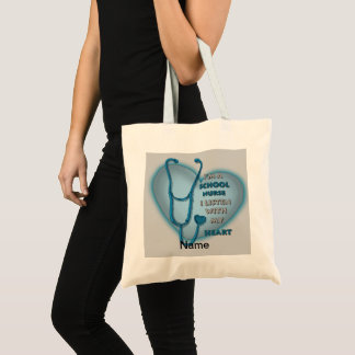 Blue Heart School Nurse Tote Bag