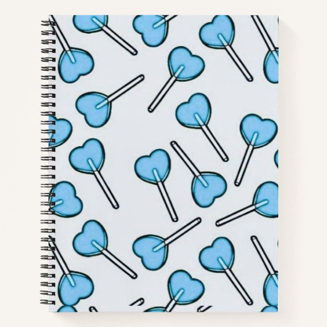 Blue heart shaped Lollipops Notebook (Front)