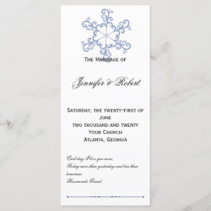 Blue Heart Snowflake Wedding Program Programme