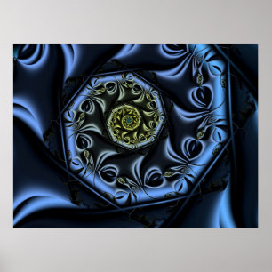 Blue Heart Spiral Poster