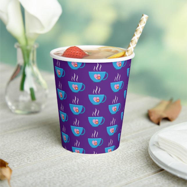 Blue Heart Tea Time Paper Cups (Insitu)
