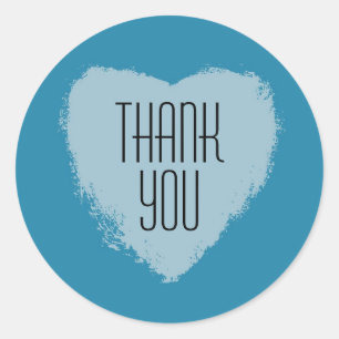Blue Heart Thank You Stickers