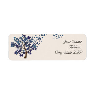 Blue Heart Tree on Ivory Return Address