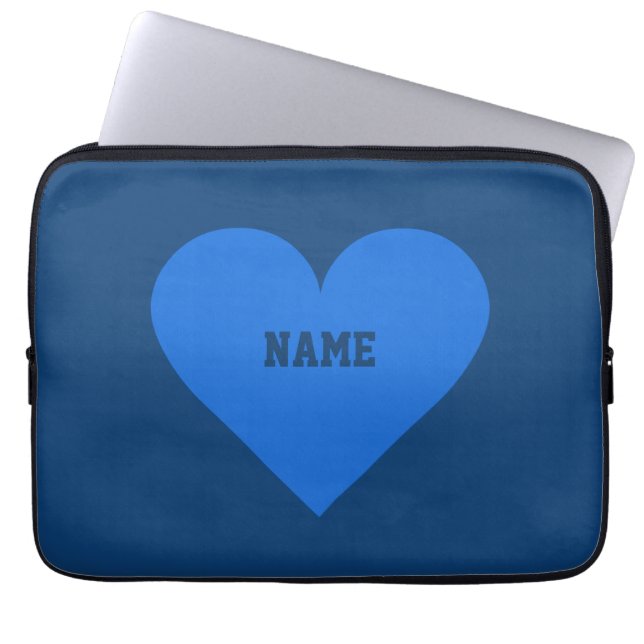 Blue Heart Valentine custom laptop sleeves (Front)