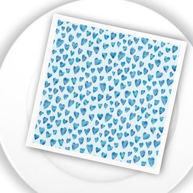 Blue Heart watercolor pattern Napkin (Creator Uploaded)