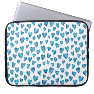 Blue heart watercolour laptop sleeve / case