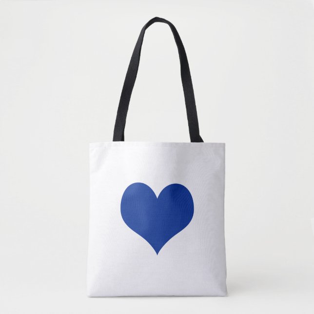 Blue Heart White Tote Bag (Front)