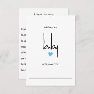 Blue Heart Wishes For Baby Boy Shower Game Enclosure Card