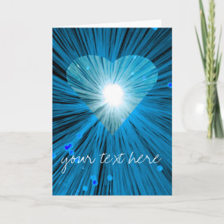 Blue Heart 'Your Text' greetings card vertical