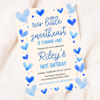 Blue Hearts 1st Birthday Our Little Sweetheart