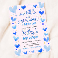 Blue Hearts 1st Birthday Our Little Sweetheart