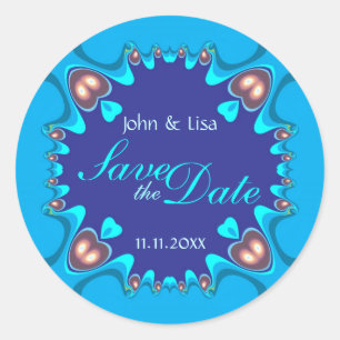 Blue Hearts Alternative Save the Date Stickers