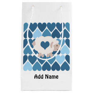 Blue Hearts and Cute Lamb Small Gift Bag