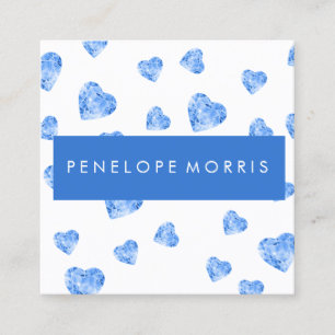 Blue Hearts Beauty Stylist Makeup Artist Square Business Card