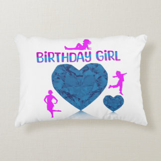 Blue hearts birthday girl Decorative Cushion