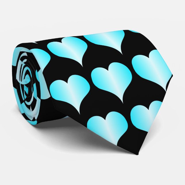 Blue Hearts Design Tie (Rolled)