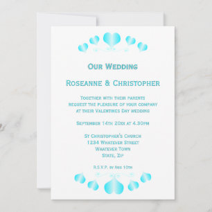 Blue Hearts Design Wedding Invitation
