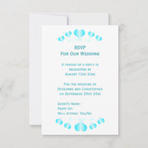 Blue Hearts Design Wedding RSVP Card
