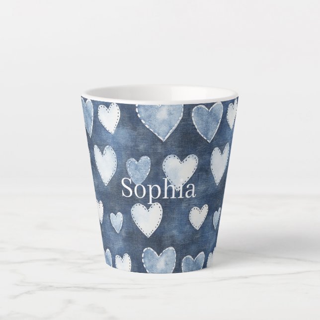 Blue Hearts Latte Mug (Front)
