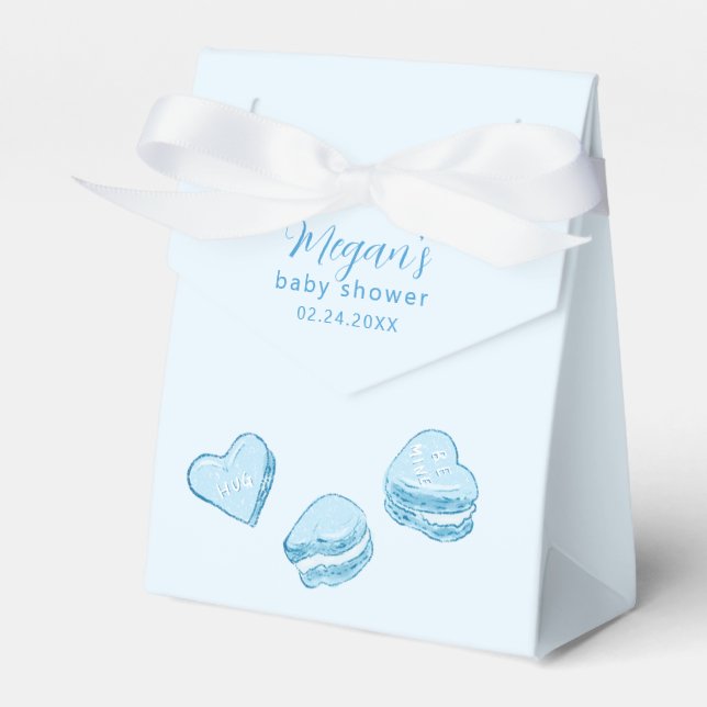 Blue Hearts Little Sweetheart Baby Shower Favour Box (Front Side)