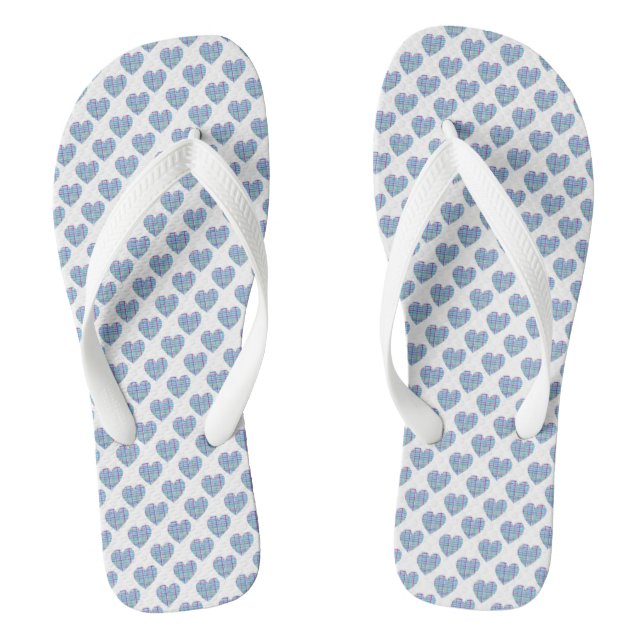 Blue hearts on white jandals (Footbed)