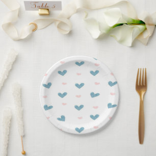 Blue Hearts Paper Plate