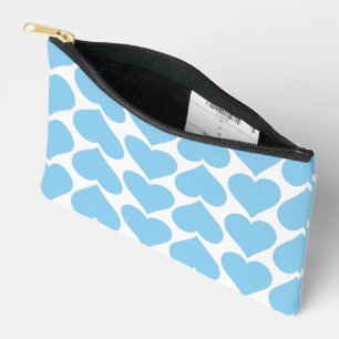 Blue Hearts Pattern, Romantic, Love Accessory Pouch