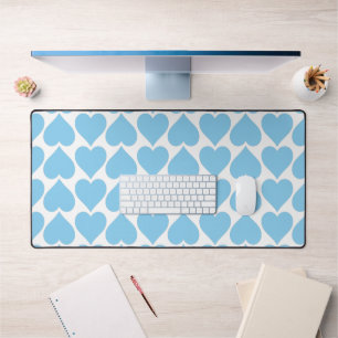 Blue Hearts Pattern, Romantic, Love Desk Mat