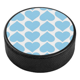 Blue Hearts Pattern, Romantic, Love Hockey Puck