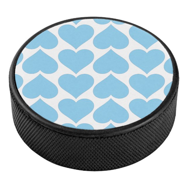 Blue Hearts Pattern, Romantic, Love Hockey Puck (3/4)