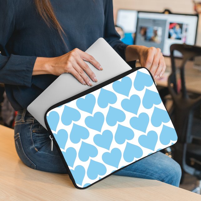 Blue Hearts Pattern, Romantic, Love Laptop Sleeve (Creator Uploaded)