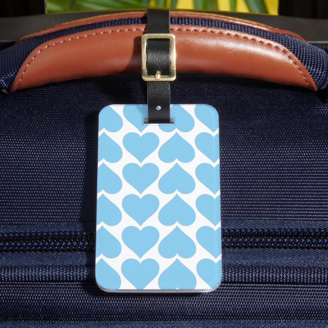 Blue Hearts Pattern, Romantic, Love Luggage Tag (Front Insitu 2)
