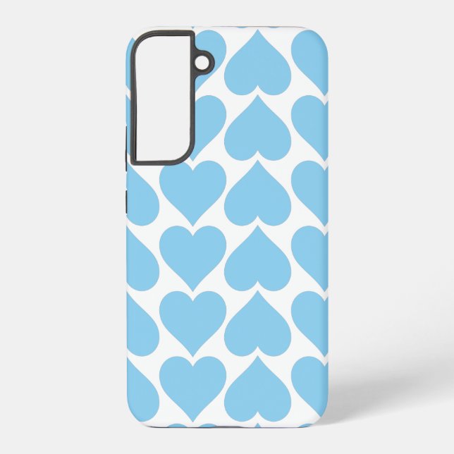 Blue Hearts Pattern, Romantic, Love Samsung Galaxy S22+ Case (Back)