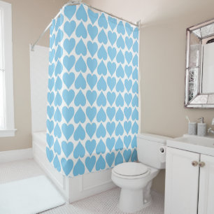 Blue Hearts Pattern, Romantic, Love Shower Curtain
