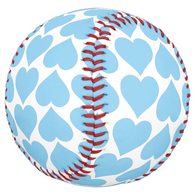 Blue Hearts Pattern, Romantic, Love Softball (Angled)