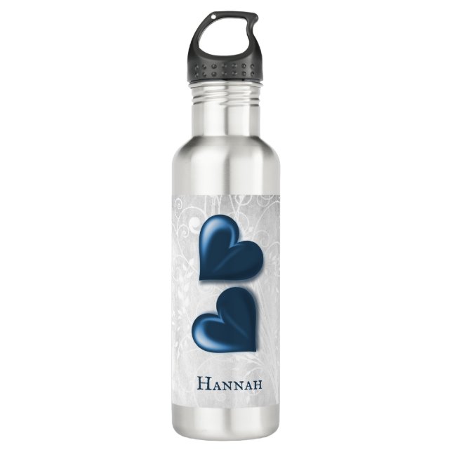 Blue Hearts Personalised 710 Ml Water Bottle (Front)