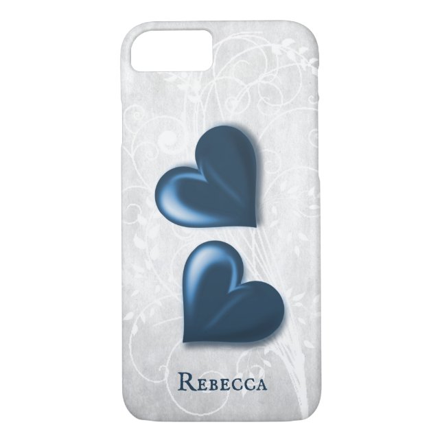Blue Hearts Personalised Case-Mate iPhone Case (Back)