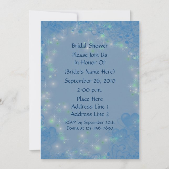 Blue Hearts Sparkly Lights Bridal Shower  Invitation (Front)