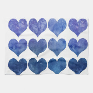 Blue Hearts Tea Towel