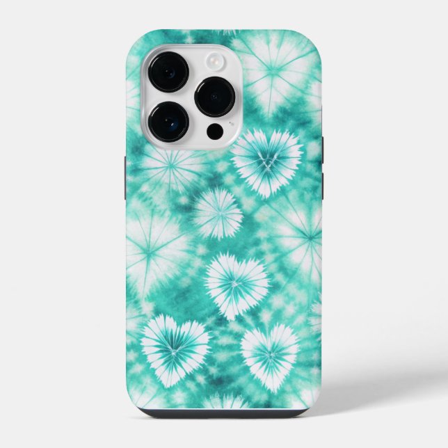 Blue Hearts Tie Dye iPhone Case (Back)