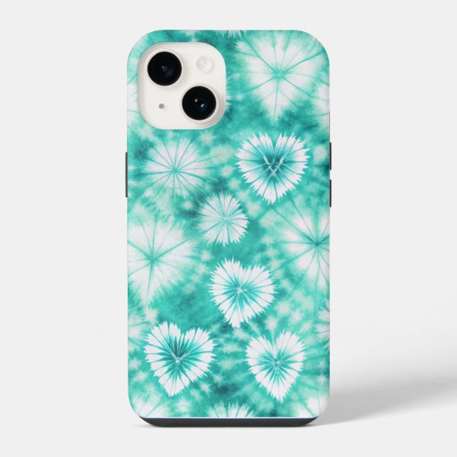 Blue Hearts Tie Dye iPhone Case (Back)
