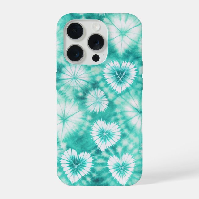 Blue Hearts Tie Dye iPhone Case (Back)