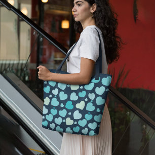 Blue hearts tote bag
