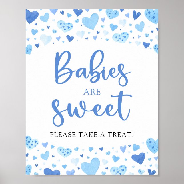 Blue Hearts Valentine Baby Shower Babies are Sweet Poster (Front)