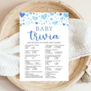 Blue Hearts Valentine Baby Trivia Baby Shower Game Invitation