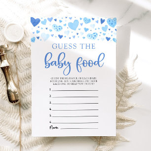 Blue Hearts Valentine Guess the Baby Food Game Invitation