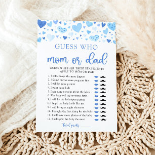 Blue Hearts Valentine Guess Who Mum or Dad Game Invitation