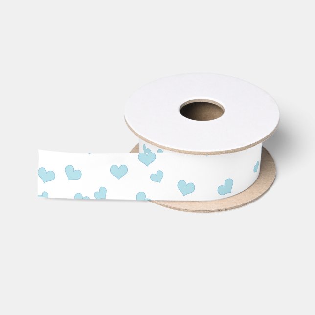 Blue Hearts Valentine's Day Satin Ribbon (Spool)